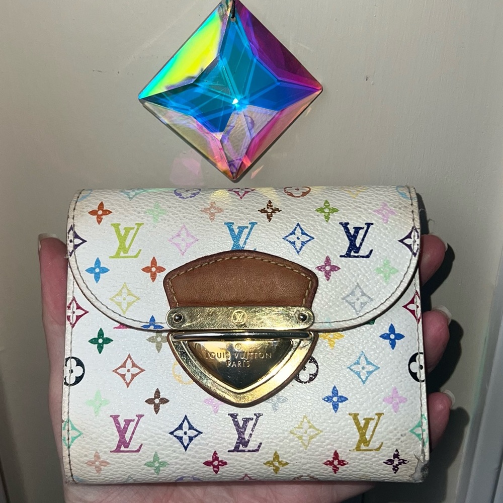 Authentic Louis Vuitton x Takashi Murakami White Multicolor Joey Wallet - Picture 3 of 17